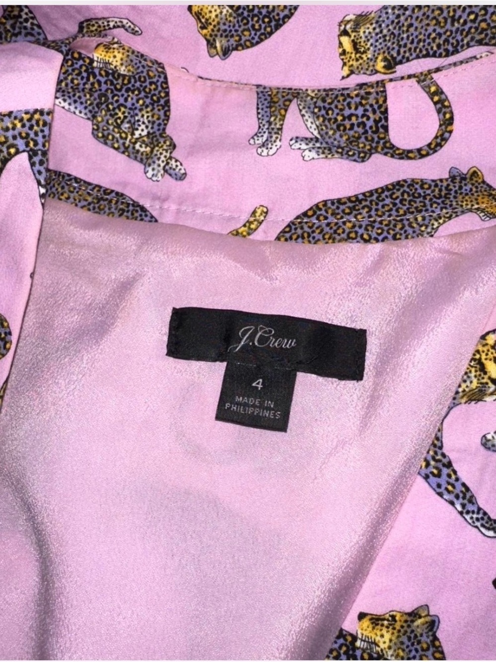J. Crew Pink Leopard Print Wrap Dress - Picture 4 of 5